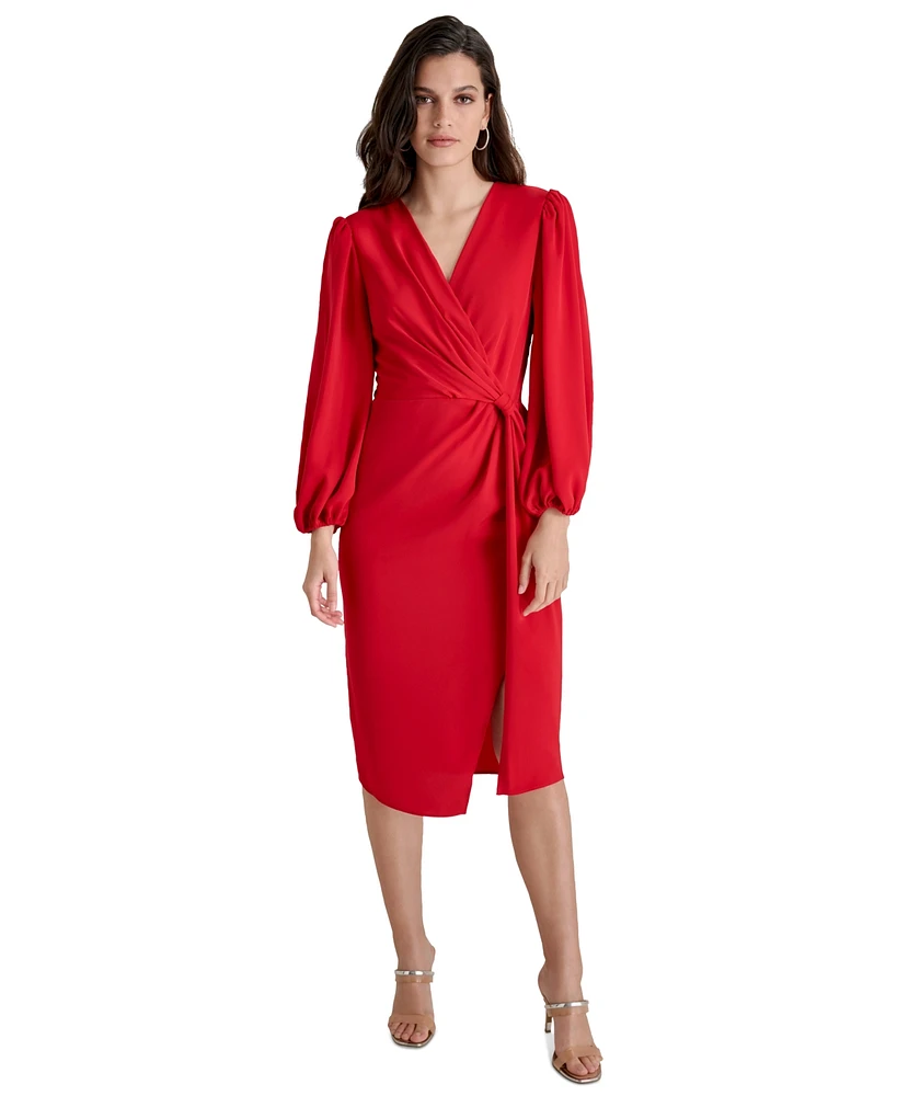 Dkny Women's Tie-Waist Faux-Wrap Sheath Dress