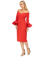 Eliza J Women's Ruffled-Cuff Off-The-Shoulder Cocktail Dress