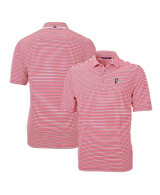 Cutter & Buck Men's Ohio State Buckeyes Throwback Logo Virtue Eco Pique Stripe Polo