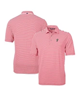 Cutter & Buck Men's Ohio State Buckeyes Throwback Logo Virtue Eco Pique Stripe Polo