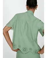 Mango Women's Embroidered Openwork Shirt