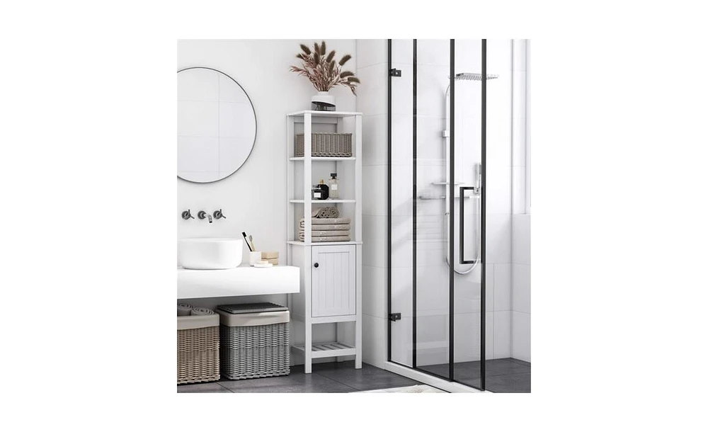 White Bathroom Storage Cabinet – Sleek and Practical Organizer for Efficient Bathroom Storage