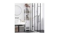 White Bathroom Storage Cabinet – Sleek and Practical Organizer for Efficient Bathroom Storage