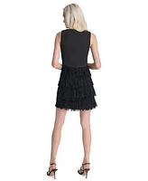 Dkny Women's Tiered Fringe-Trim Shift Dress