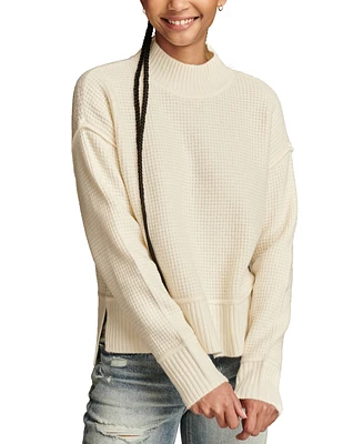 Lucky Brand Women's Mock Neck Waffle-Knit Sweater