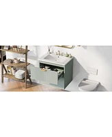 Slickblue Green Bathroom Vanity with 2 Drawers - Ideal for Small Spaces