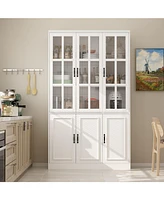 Famapy White 10-Shelf Wood Standard Bookcase With Doors, Drawers