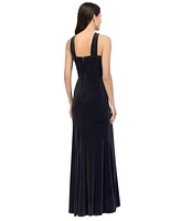 Eliza J Women's Rhinestone Bow Velvet Halter Gown