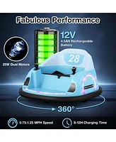 Costway 12V Electric 360° Spin Car Toy Ride on Bumper for Toddlers with Remote Control