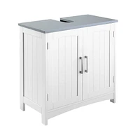 Slickblue White Pedestal Sink Storage Cabinet – Under Sink Cabinet with Double Doors for Organized Bathroom