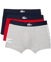 Lacoste Men's 3-Pack Regular Fit Big Croc Logo Boxer Briefs