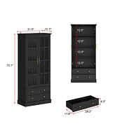 Famapy White Storage Cabinet with 2-Drawers and Anti-dumping Device
