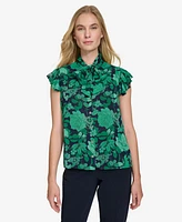 Tommy Hilfiger Women's Garden Floral Flutter-Sleeve Top