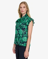 Tommy Hilfiger Women's Garden Floral Flutter-Sleeve Top