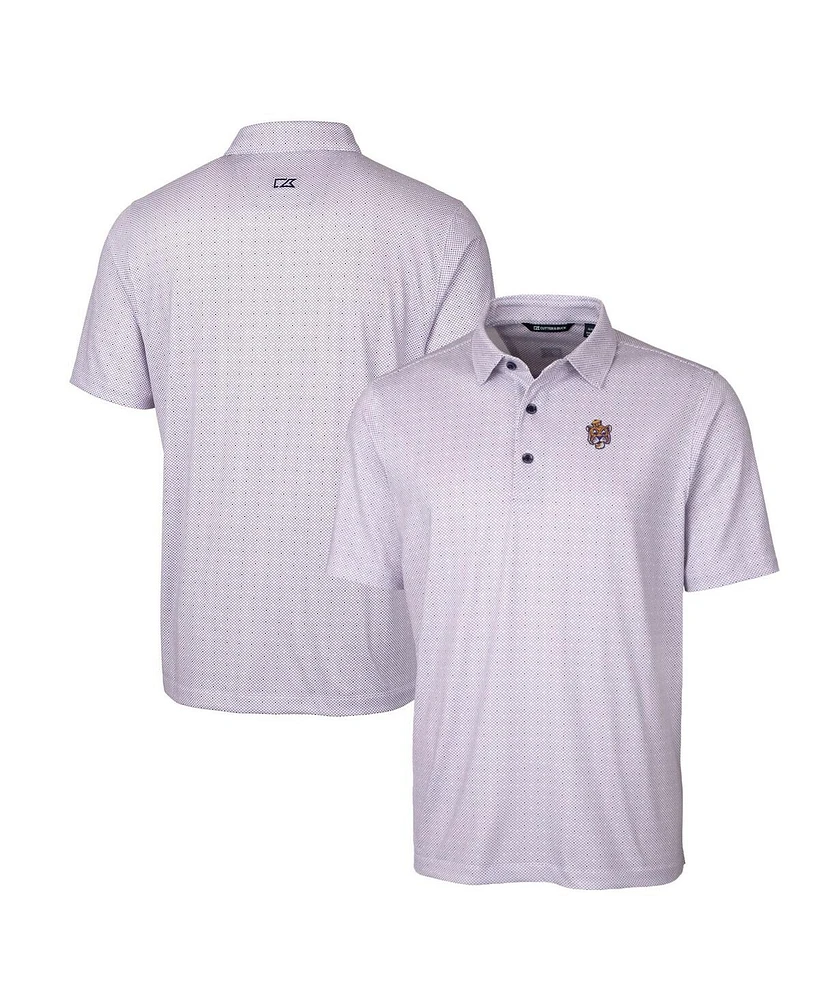 Cutter & Buck Men's Lsu Tigers Primary Team Logo Pike Double Dot Print Stretch Polo