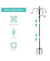Best Choice Products 89in 6-Hook Bird Feeding Station, Steel Multi-Feeder Stand w/ 4 Feeders, Tray, Bath