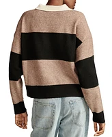 Lucky Brand Women's Rugby-Striped Contrast-Trim Sweater