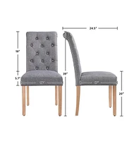 Yaheetech 2PCS High Back Classic Fabric Upholstered Pu Leather Dining Chair