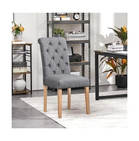 Yaheetech 2PCS High Back Classic Fabric Upholstered Pu Leather Dining Chair