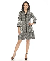 White Mark Women's Leopard Print Shift Dress