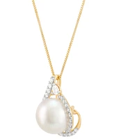 Grown With Love Cultured Ming Pearl (10mm) & Lab Grown Diamond (3/8 ct. t.w.) 18" Pendant Necklace in 14k Gold