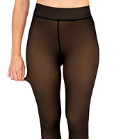 Hue Women's Faux-Translucent Fleece-Lined Tights U24206