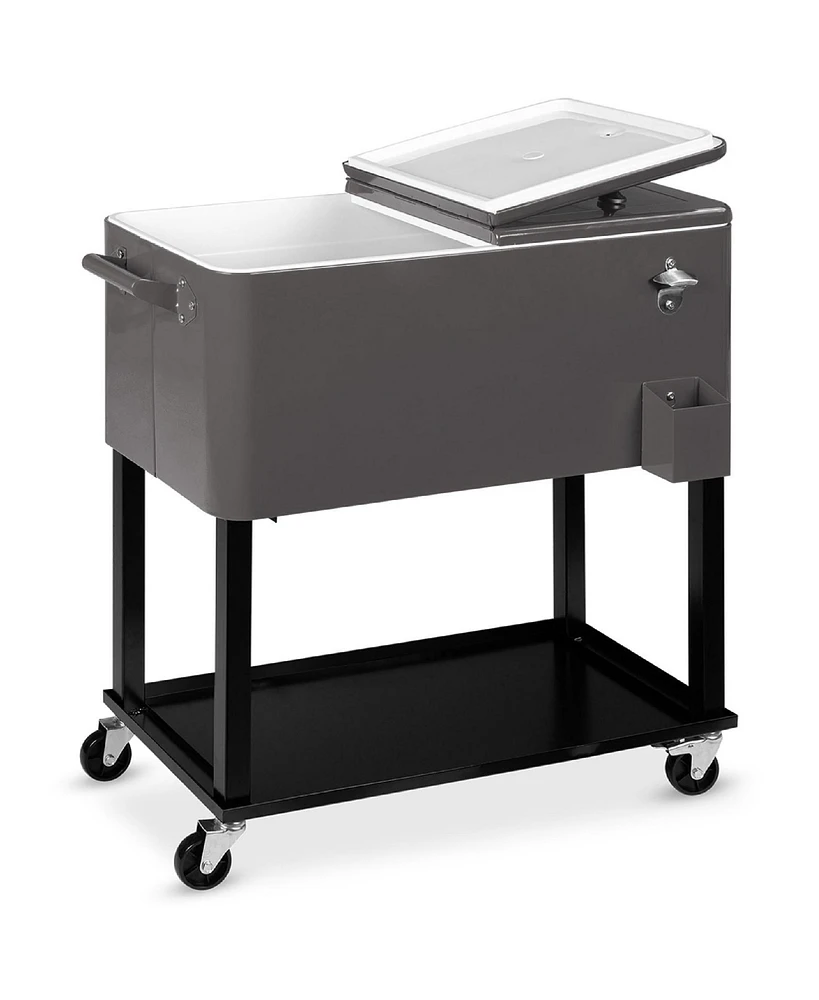 Best Choice Products 80qt Steel Rolling Cooler Cart w/ Bottle Opener, Catch Tray, Drain Plug, Locking Wheels