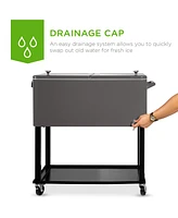 Best Choice Products 80qt Steel Rolling Cooler Cart w/ Bottle Opener, Catch Tray, Drain Plug, Locking Wheels