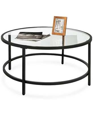 Best Choice Products 36in Round Tempered Glass Coffee Table for Home, Living Room, Dining Room