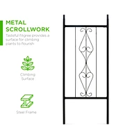 Best Choice Products 92in Steel Garden Arch Arbor Outdoor Trellis for Garden, Climbing Plants w/ Wire Lattice - Black
