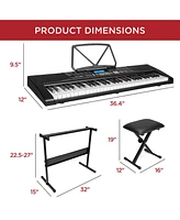 Best Choice Products 61-Key Beginners Complete Electronic Keyboard Piano Set w/ Lcd Screen, Lighted Keys