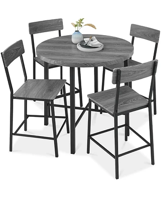 Best Choice Products 5-Piece Modern Round Counter Height Dining Set w/ 4 Chairs, 1.5in Thick Table