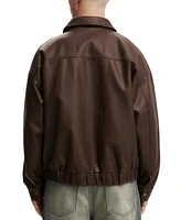 Cotton On Men's Artificial Leather Bomber Jacket