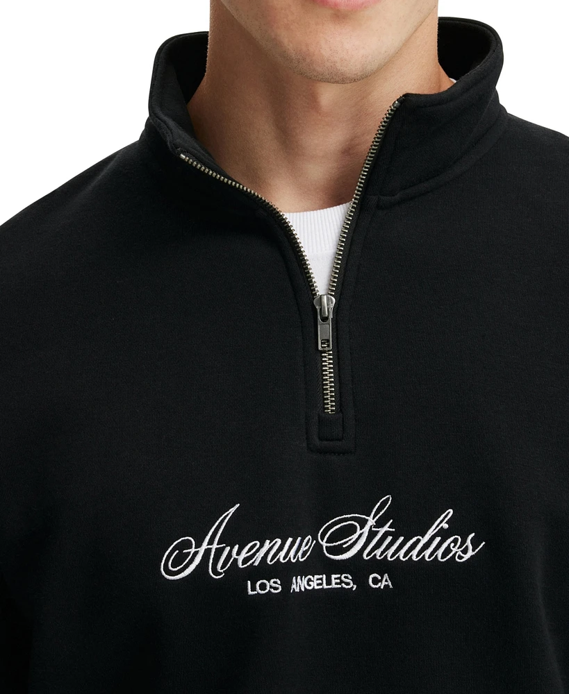 Cotton On Men's Graphic 1/4 Zip Fleece Sweatshirt