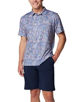 Columbia Men's Printed Short Sleeve Performance Polo Shirt