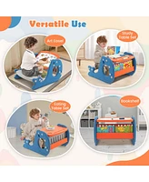Kids Drawing and Playing Desk Set with Tiltable Erasable Graffiti Whiteboard Eating