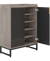 Tribesigns 25 Pair Shoe Cabinets with Doors, 5-tier Modern Rack Organizer Cabinet, Freestanding Wood Storage Cabinet for Bedroom Hallway Living R