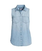 Lands' End Women's Sleeveless Denim Button Front Shirt