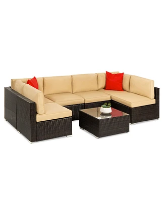 Best Choice Products 7-Piece Outdoor Modular Patio Conversation Furniture, Wicker Sectional Set