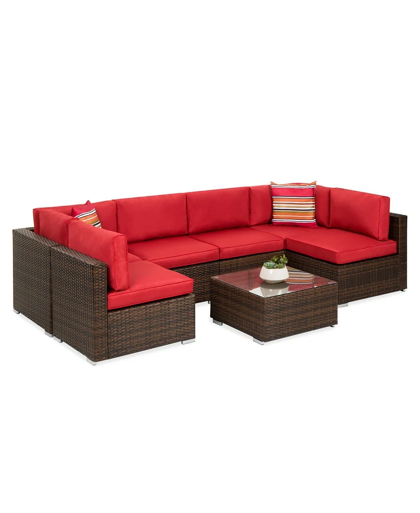 Best Choice Products 7-Piece Outdoor Modular Patio Conversation Furniture, Wicker Sectional Set