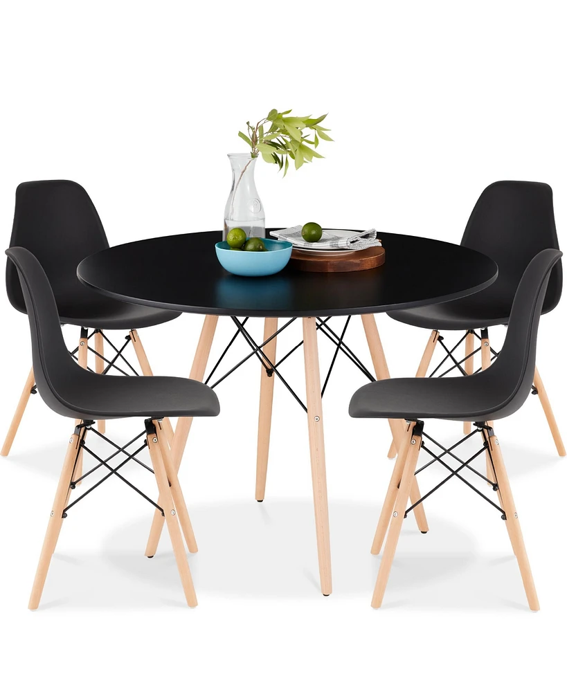 Best Choice Products 5-Piece Compact Mid-Century Modern Dining Set w/ 4 Chairs