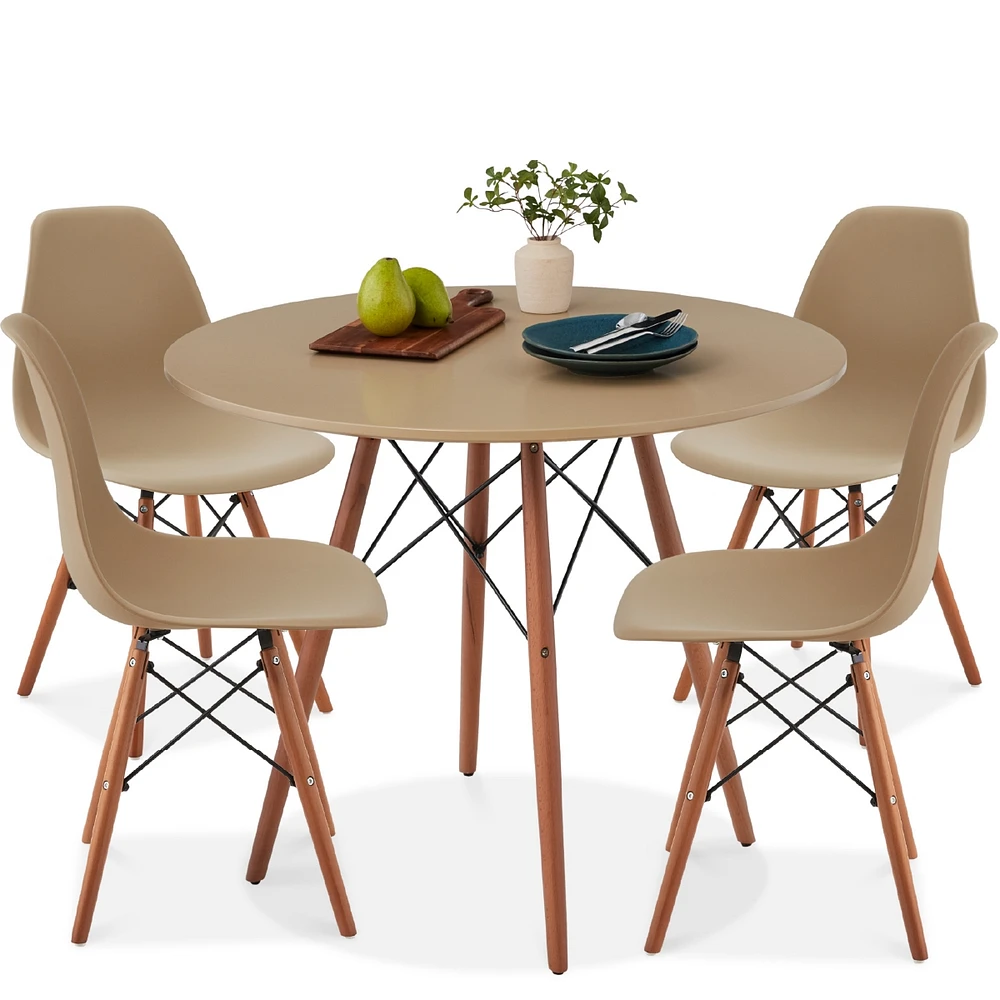 Best Choice Products 5-Piece Compact Mid-Century Modern Dining Set w/ 4 Chairs