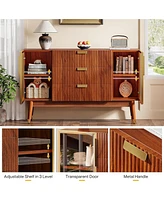 Tribesigns Sideboard Buffet Cabinet, Mid-Century Buffet Cabinet with 2 Doors & 3 Drawers, 55.1'' Kitchen Storage Cabinet with Solid Wood Legs, Accent