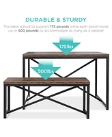 Best Choice Products 45.5in 3-Piece Bench Style Dining Furniture Set, 4-Person Dinette w/ 2 Benches, Table