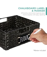 Best Choice Products Set of 4 13in Woven Water Hyacinth Pantry Baskets w/ Chalkboard Label, Chalk Marker