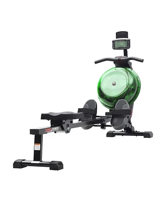 Sunny Health & Fitness Hydro + Dual Resistance Smart Magnetic Water Rowing Machine in Green- Sf-RW522017GRN