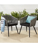 Best Choice Products Set of 2 Indoor Outdoor Patio Dining Chairs Woven Wicker Seating Set 250lb Capacity - Gray/Black