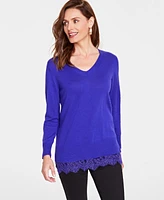 I.n.c. International Concepts Women's Lace-Trim Tunic Sweater