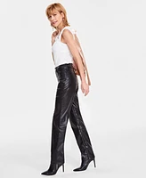 I.n.c. International Concepts Women's Faux-Leather Straight Pants, Created for Macy's