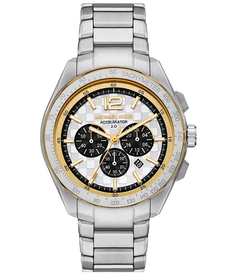 Michael Kors Men's Accelerator 2.0 Chronograph Silver-Tone Stainless Steel Watch 44mm